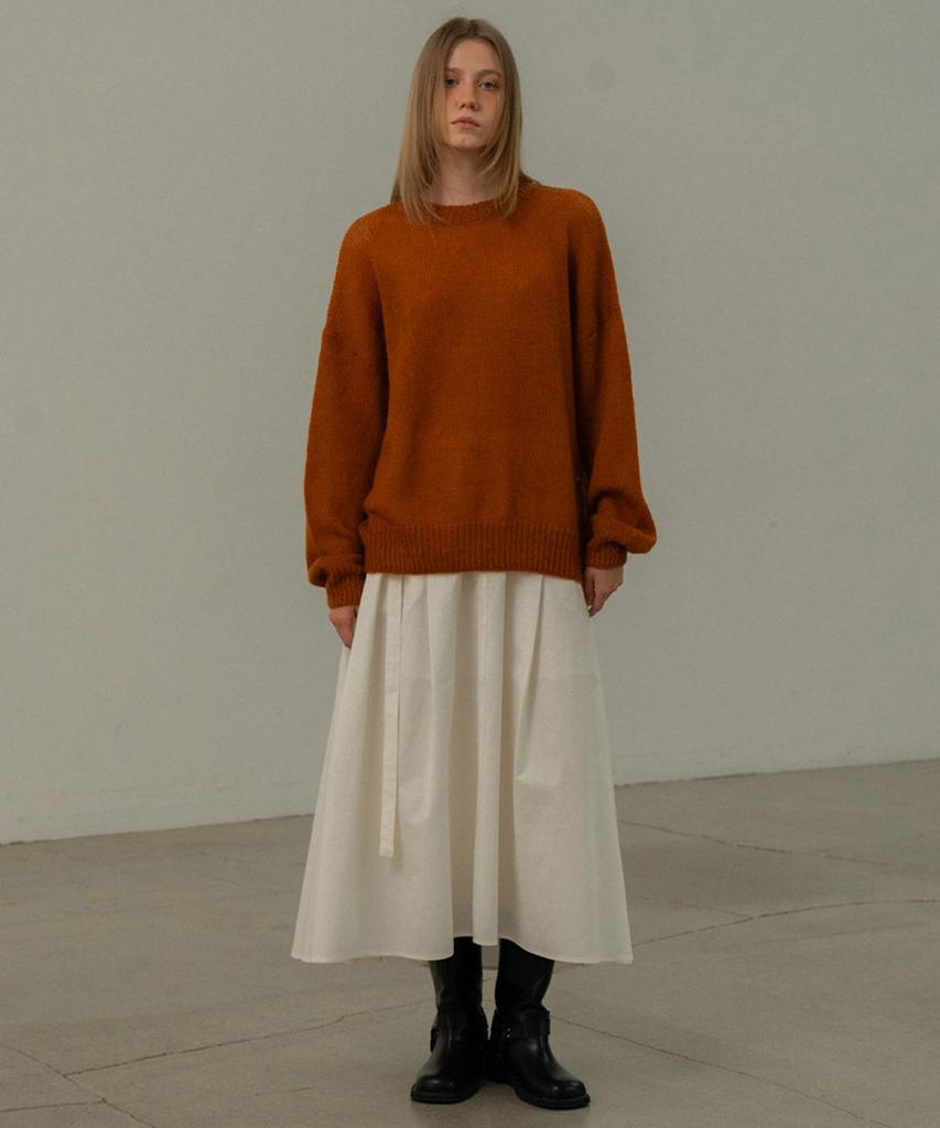 Mosyupamosyu Mohair Wool Round Knit [Brick]