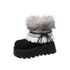 Women's thick bottom hairy mouth butterfly lace fashion winter lightweight warm anti cold snow boots non-slip casual sneakers cotton boots