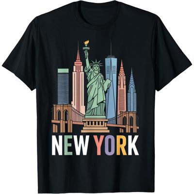 Amante de Nova York Arte do Skyline da Cidade Souvenir Urbano de NYC Camiseta