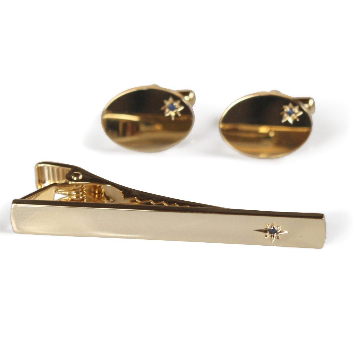 

Cufflinks September birthstone gold sapphire cufflinks and tie pin set [Kamakura Workshop] золотой
