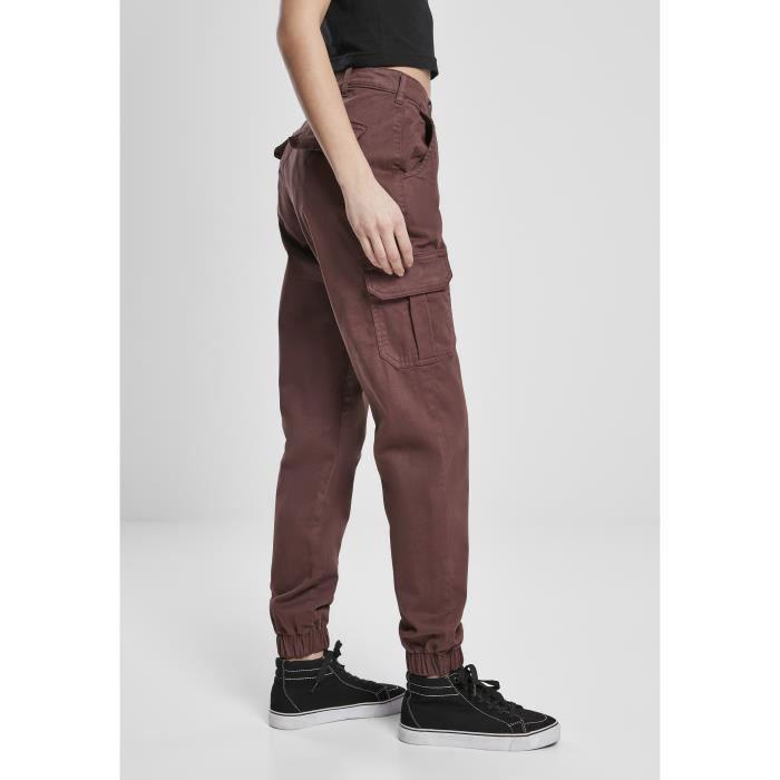 Pantalon Femme - Urban Classics - High Waist Cargo - Bordeaux - Taille Haute - Coupe Cargo