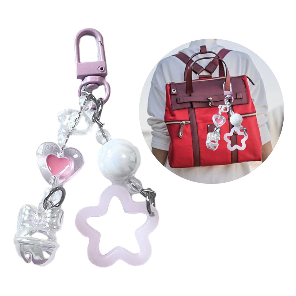 Cute Acrylic Flower Keychain Pendant Unique Floral Pattern Keyrings Portable Key Holder Perfect Gift for Women and Girls