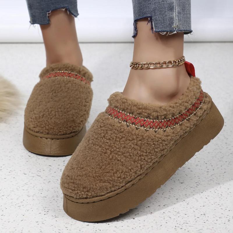 2025 Winter Warm Flat Fur Slippers Women Fluffy Furry Home Slides Woman Comfort Non Slip Indoor Floor Cotton Shoes Snow Boots