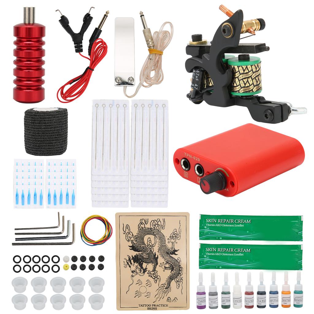 Professional Tattoo 8 Wrap Coil Machine Kit Tattoo Power Supply for Tattoo Artists Beginners