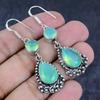 Natural Fire Opal Gemstone Handmade 925 Sterling Silver Earring 2.17" u5Q04