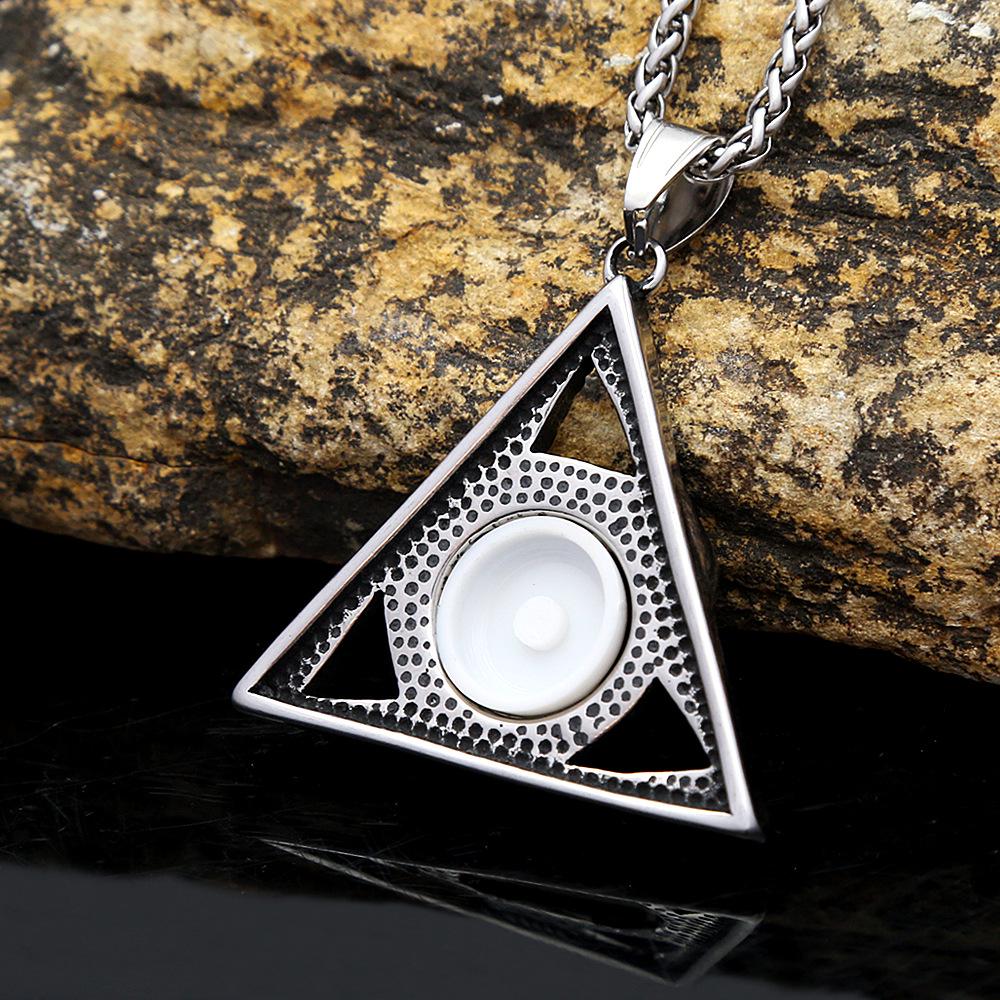 Men's Hip-Hop Stainless Steel Evil Eye & Hand Triangle Pendant Necklace