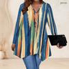 Women Plus Size V Neck Long Sleeve Purple White Tie Dye Irregular Hem Tunic Top