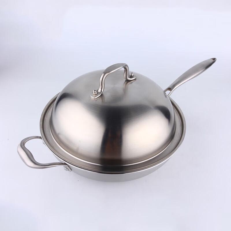 San Jia Long 3-Ply Stainless Steel Wok with Glass Lid, 30cm