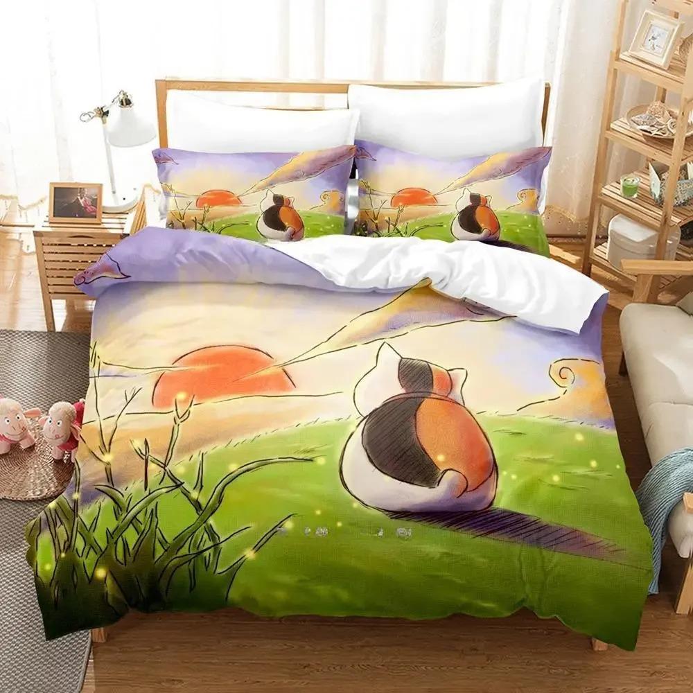 New Natsume's Book of Friends Bedding Set Single Twin Full Queen King Size Bed Set Adult Kid Bedroom Duvet Cover Sets Anime Bed