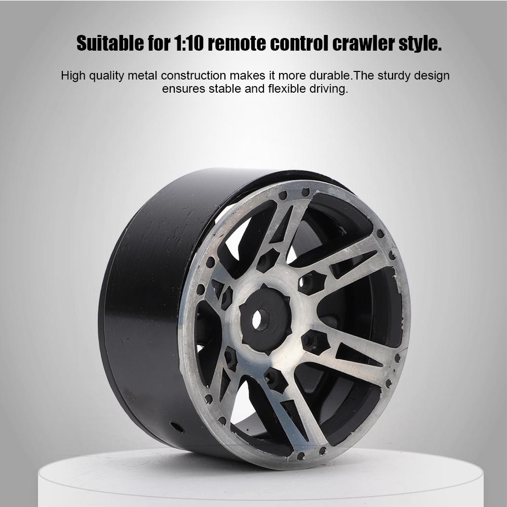 4Pcs 5.2CM Quality Metal Car Model Wheel Rims Hub High Strength for 1Celsius10 RC (black)