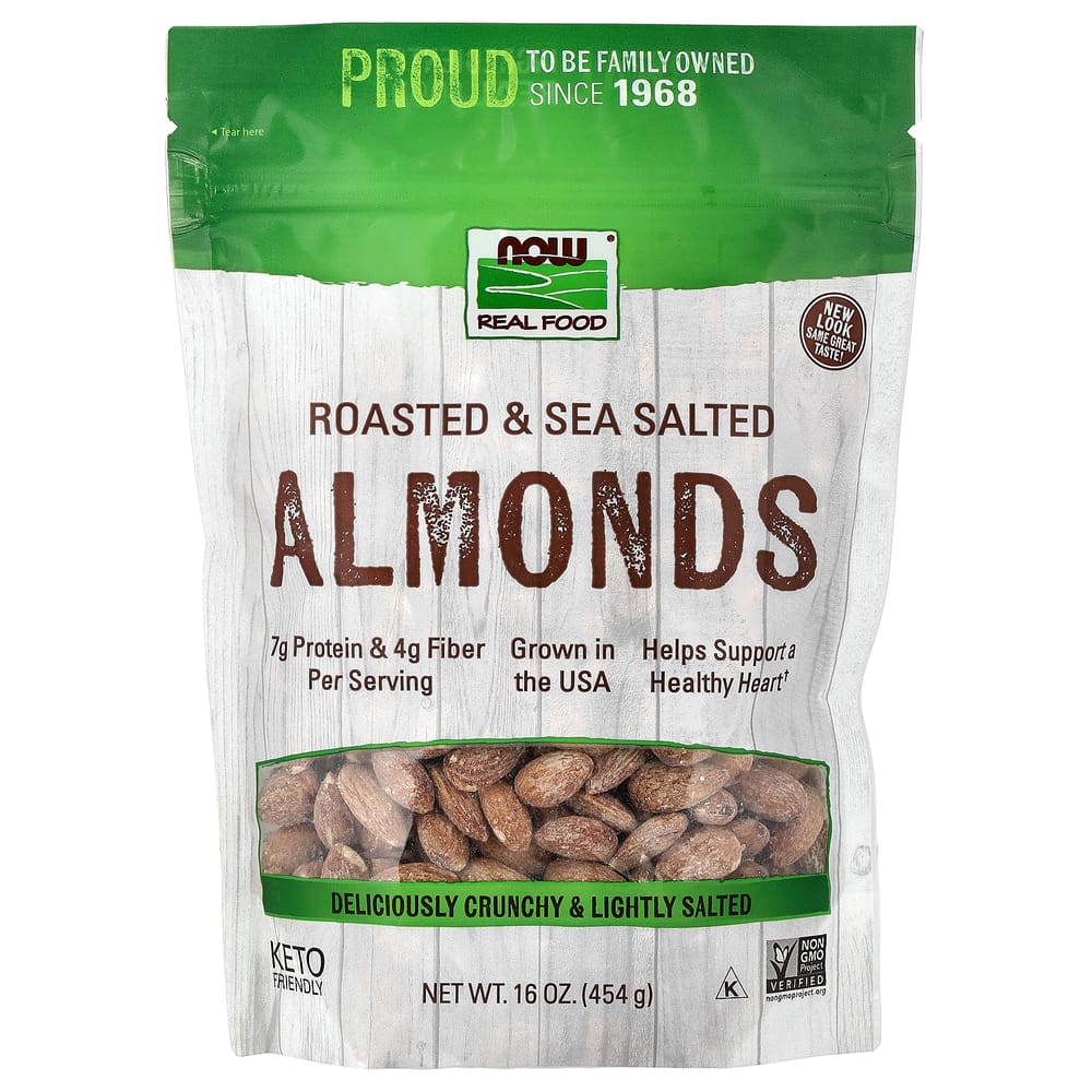 Now Foods Real Food Roasted Almonds with Sea Salt, 16 oz (454g) 454g - 1 ea