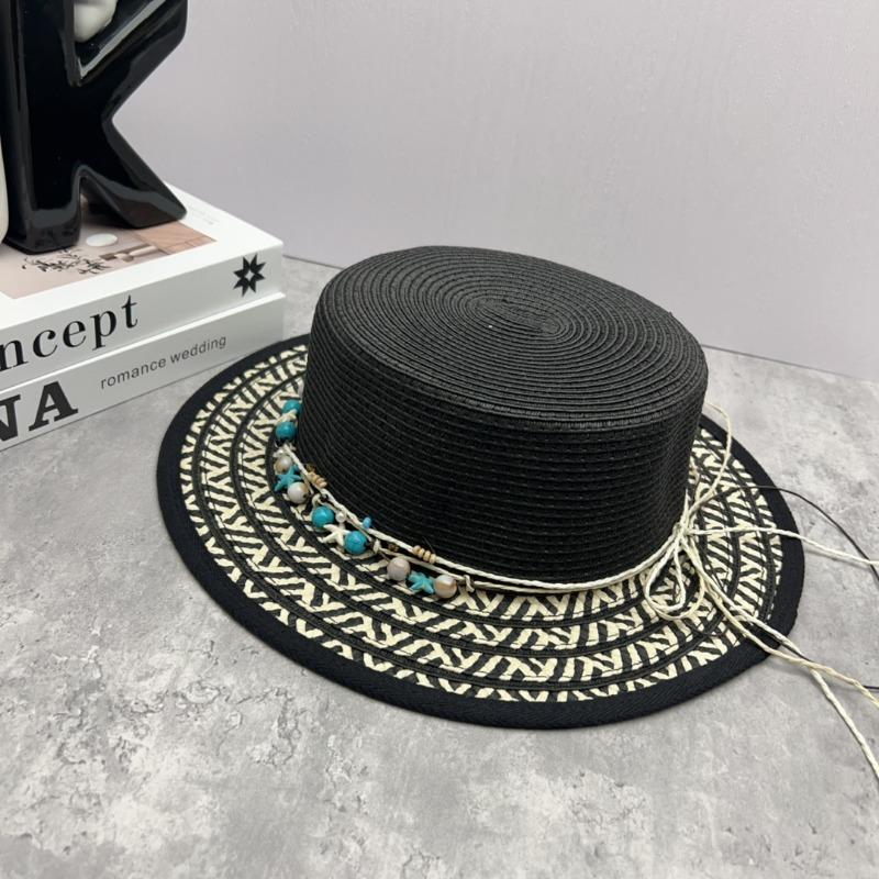 Splicing Mixed Color Flat Top Straw Hat Children 2025 Spring and Summer New Fashion Retro Ethnic Style Top Hat