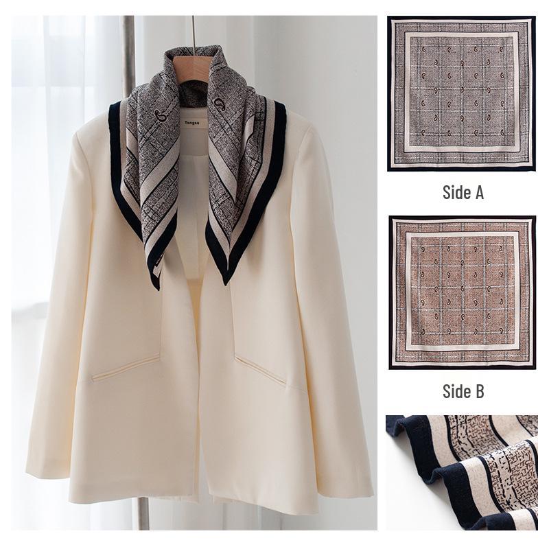 

Autumn Women s Silk Wool Double-Sided Scarf: Versatile Fashion for Warmth & Sun Protection 70*70 cm