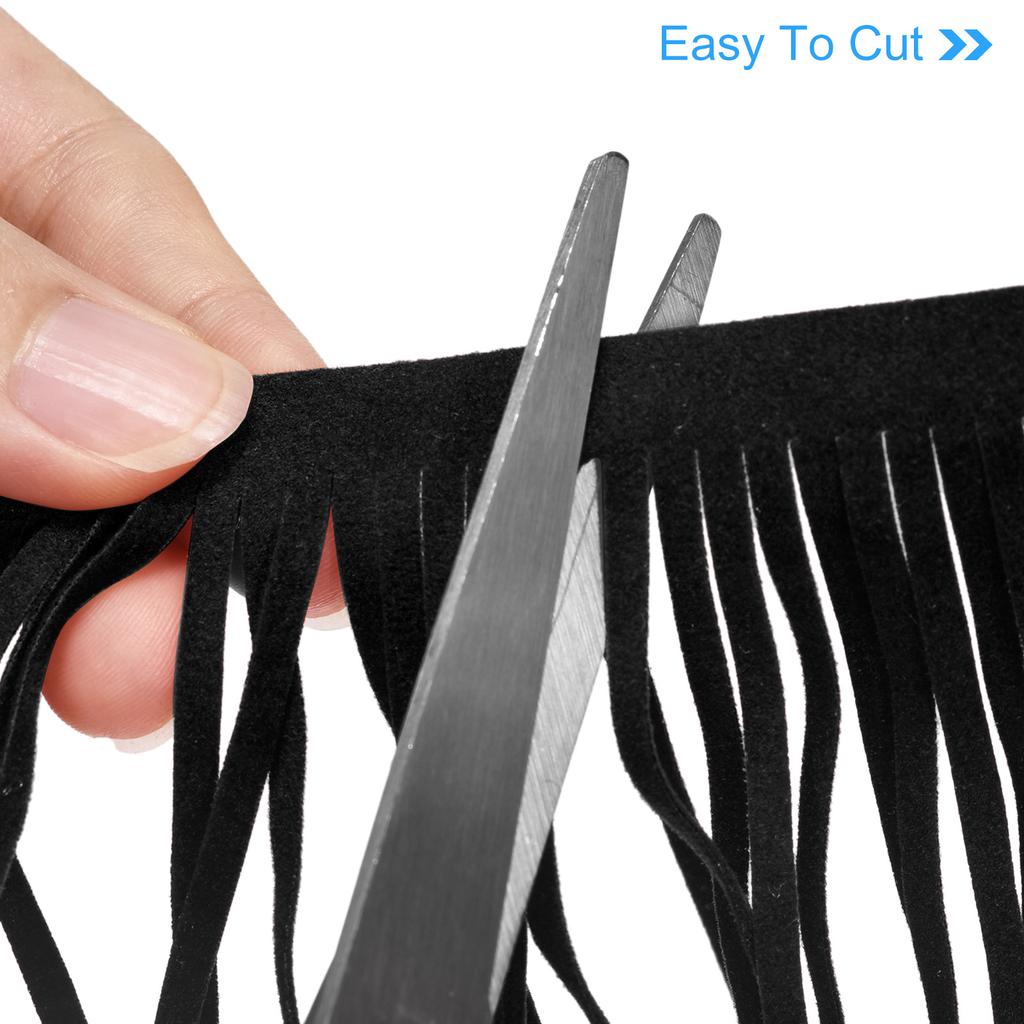 2Yards 6 Inch PU Leather Suede Fringe Trim Double Side Leather Sewing Tassel Fringe for DIY Sewing Dress Crafts Skirt Decoration