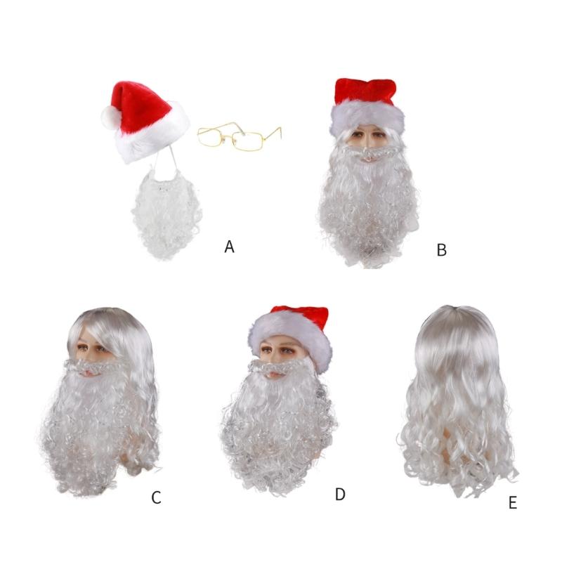 Santa Hat Santa Beard Artificial Hair Santa Decoration Costume Christmas Costume Accessories Set for Men Women Christmas