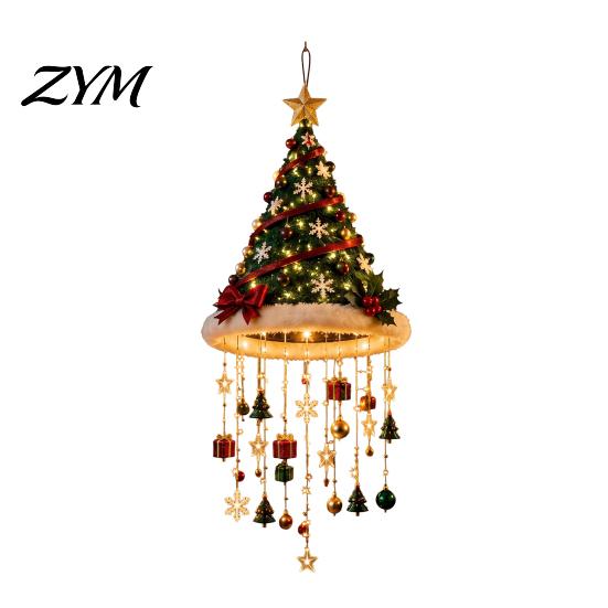 Ornamenti da Soggiorno Interno Decorazione Natalizia da Appendere al Soffitto Illuminata, Ciondolo Campanella Albero Pre-Illuminato con Fiocco di Neve Stella Decorazione LED Caldi, Portico