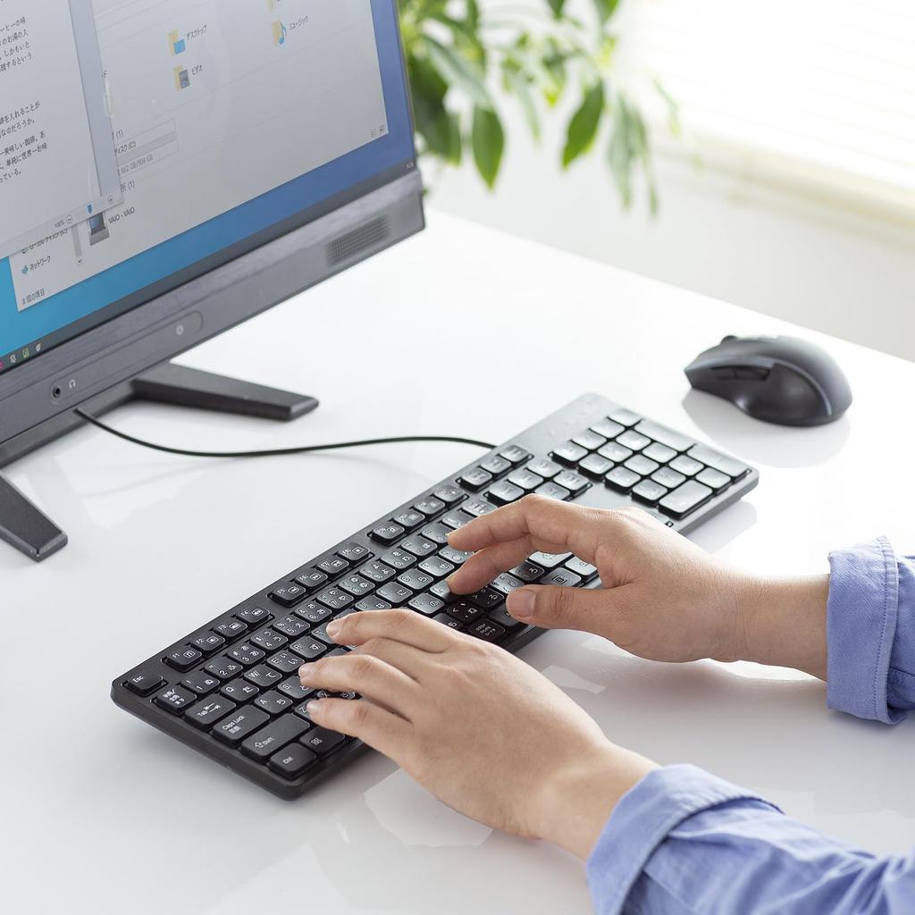 Sanwa Supply Silent Keyboard (Wired, with Numeric Keypad) SKB-SL37BK