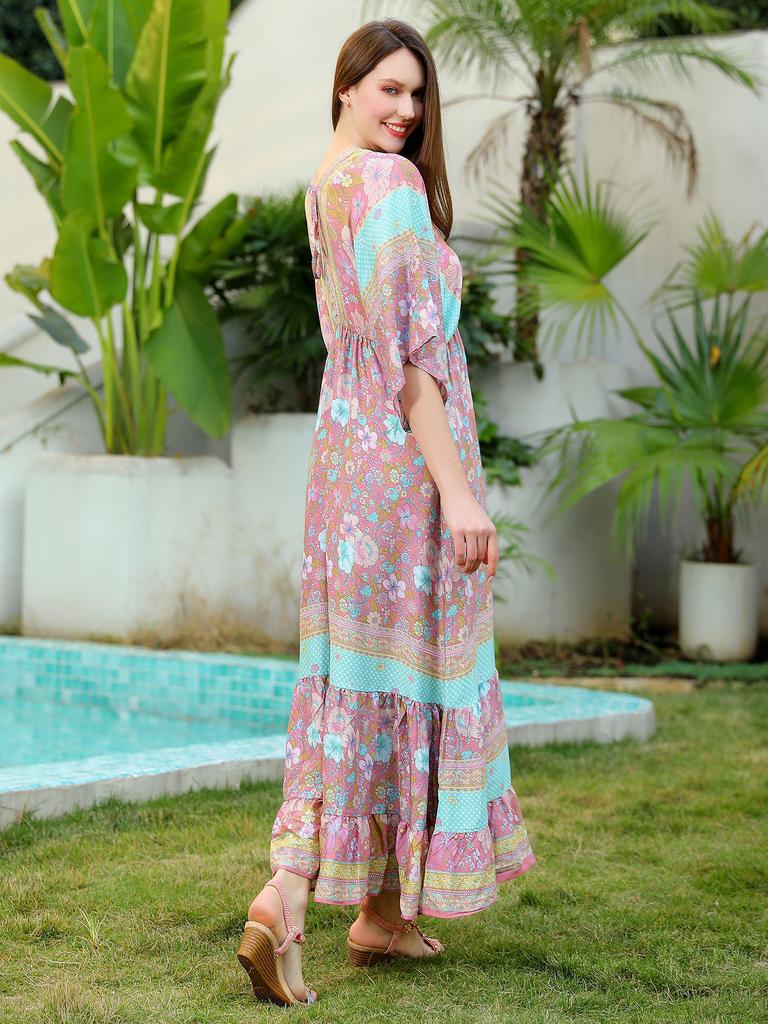 New Women's Rayon Bohemian Holiday Beach Long Dress
