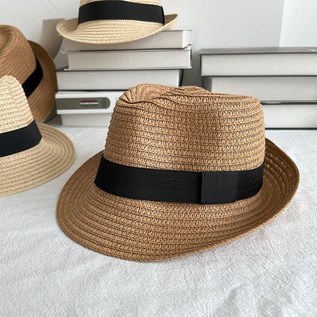 Summer parent-child children straw hat men's and women's jazz top hat baby trendy hat sunshade sunscreen travel beach hat