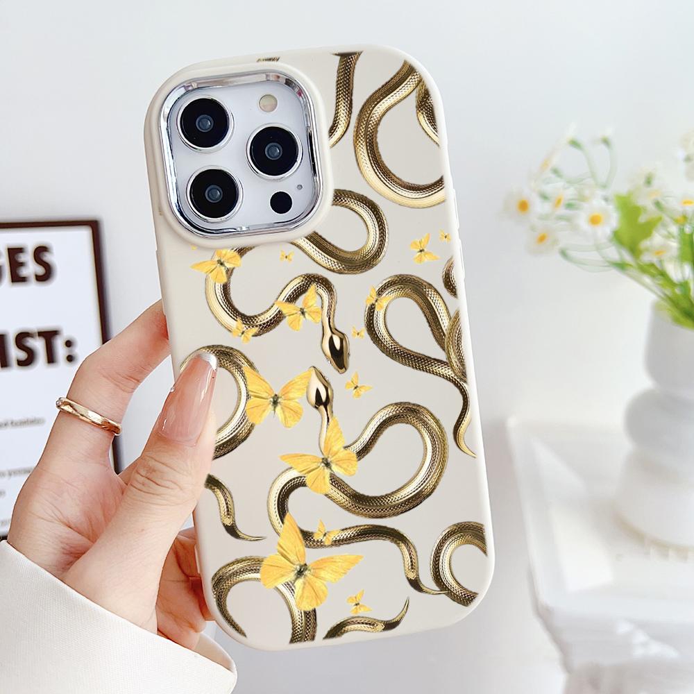 LZ5 Butterfly Black Gold Snake Soft Phone Case for Samsung S24 Ultra S23 Plus S21 FE A16 A54 A52 A06 Infinix Hot 40 Lens Protection Shockproof Cover