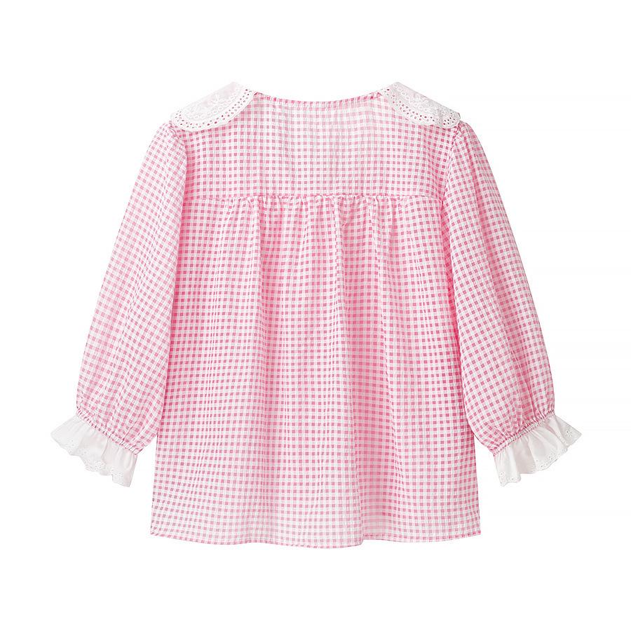 Spring 2025 Women's Fashion: European & American Style Peter Pan Collar Embroidered Shirt