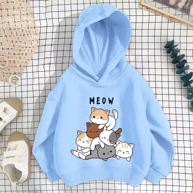 Girls' Shoulder Sweater Hooded Long-sleeved Loose Sweatshirt Casual Comfortable Hoodies Sweatshirts Girls