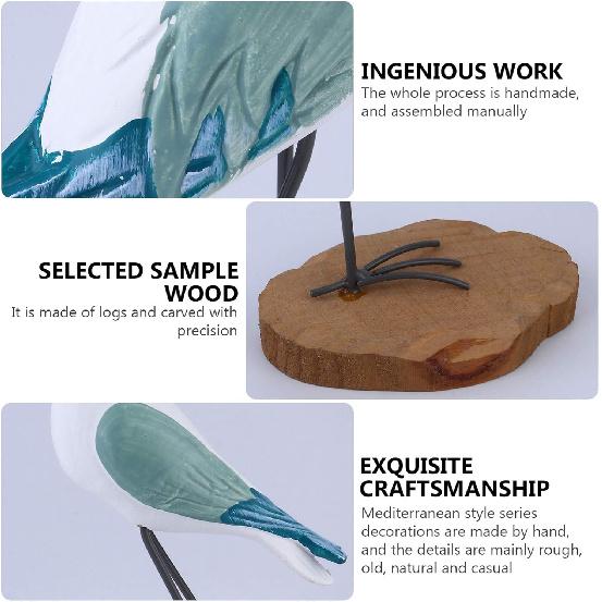 2 Pcs Nautical Statue Seagull Figurine Decorations Vintage Bird Statue Coastal Beach Table Home Decorations Nautical Green