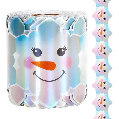33ft Weihnachts-Pinnwand-Aufkleber Holografische Schneeflockenform Schneemanngesicht Pinnwand-Bordüre Weihnachtsdeko Bordüre