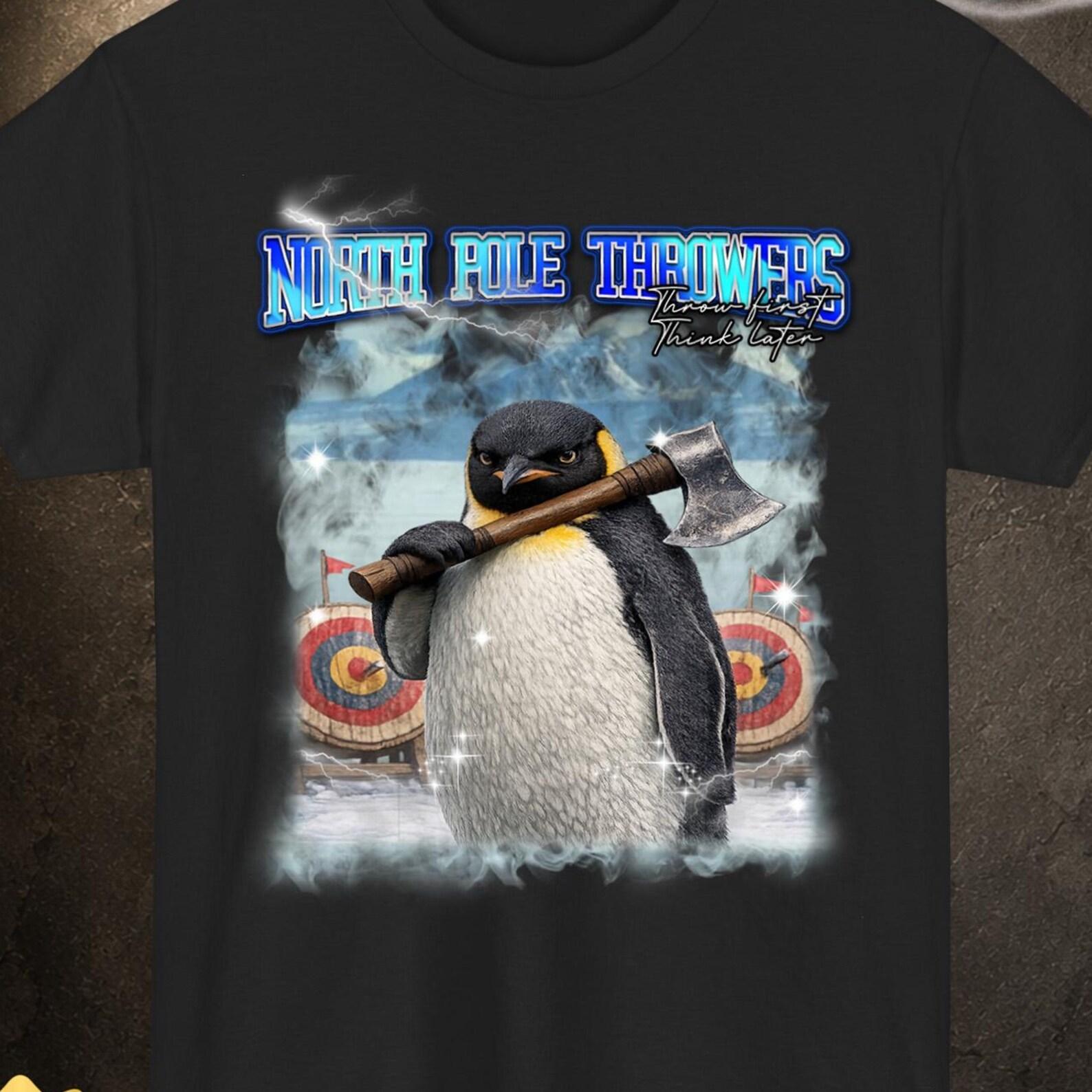 Funny Penguin Gift, Ax Throwing Shirt, Winter Tee Arctic Club Graphic 2XL