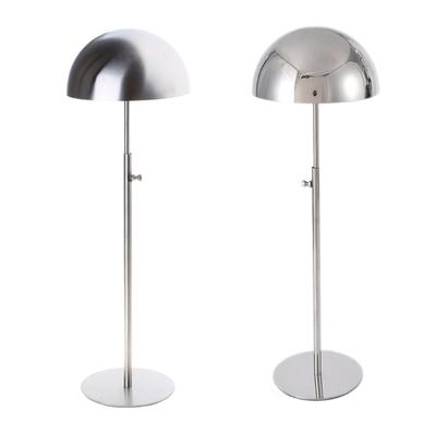 Hebendes rundes Bodenhutgestell Helmgestell Huthalter Metallkuppelform Ausstellungsgestell Edelstahl Ausstellungsregal