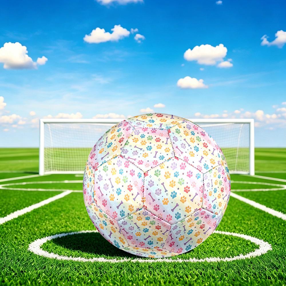 1pc Rainbow Paw Prints Size 5 Soccer Ball Professional Match Training Football Indoor &Outdoor Sports Ball Lightweight Durable m6520