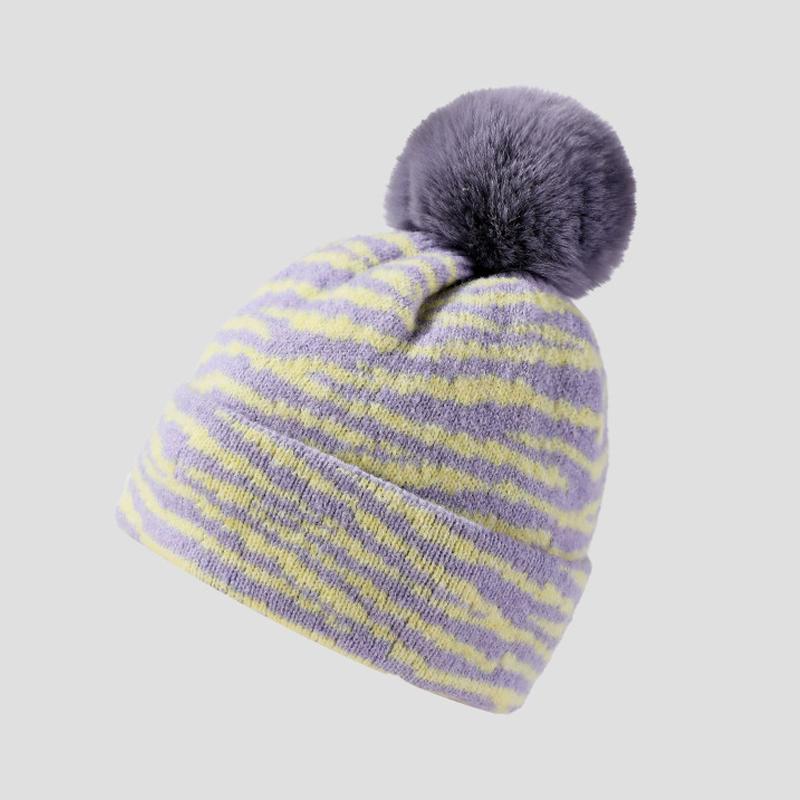 Zebra Knitted Hat Warm Cap Women's Winter Outdoor Thick Ear Protection Wool Cap