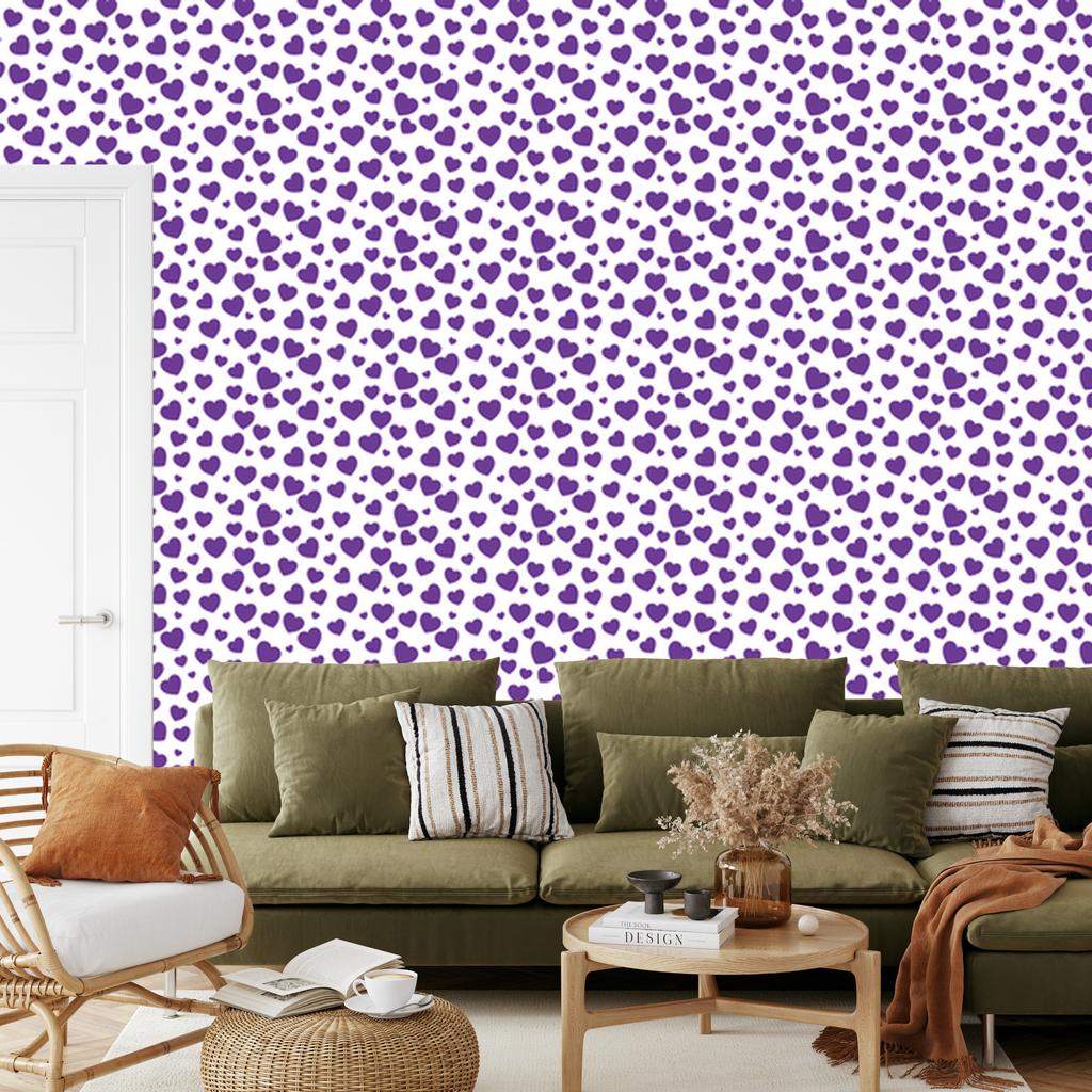 Heart Wallpaper White, Purple, Lavender and Light Gray 50x1000
