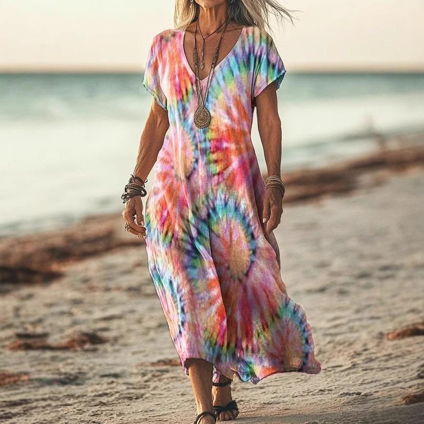New Butterfly Print Women's Loose Beach Dresses Elegant Dresses Plus Size Long Dresses  Female Fashion Dress