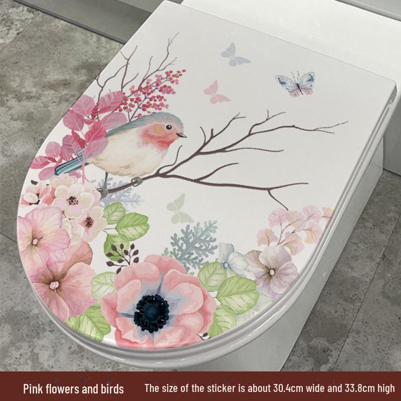 

MT34008 Водонепроницаемая наклейка на сиденье унитаза и стену с изображением розового цветка и птицы 33X40 (Without Bag)