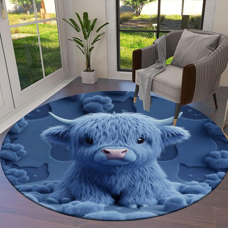 Furryanimals Round Area Rug,Carpet Rug for Living Room Bedroom Sofa Playroom Decor,Non slip Floor Mat