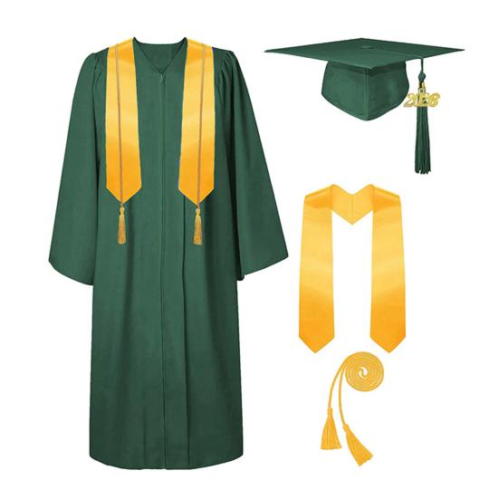 Adults Unisex Matte Graduation Cap And Gown Set with 2026 Tassel Graduation Sash Honor Cord for High School College Bachelor
