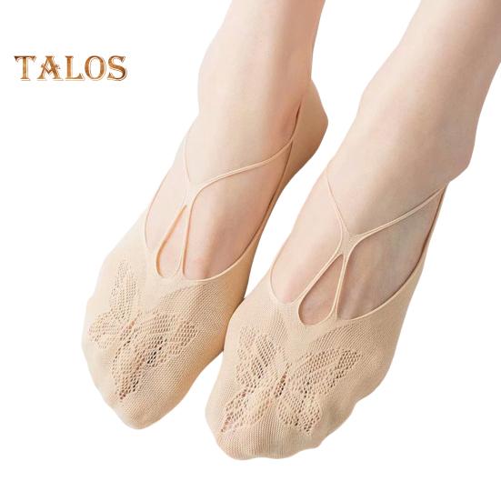 

Женские кружевные носки-невидимки с низким вырезом и невидимым носком, полуноски, летние носки для йоги с нескользящей пяткой бежевый