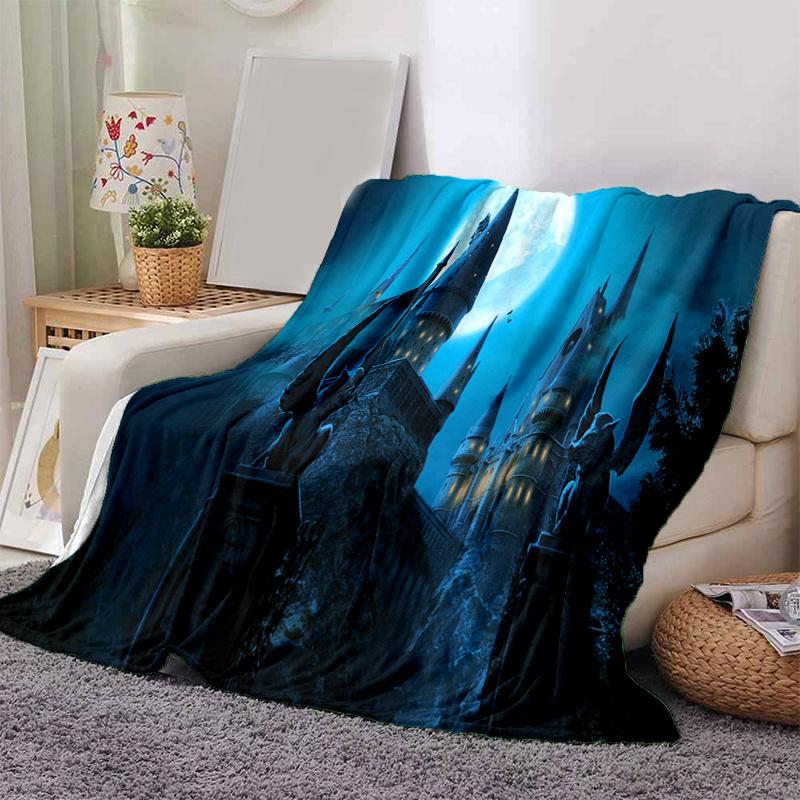 

Hogwarts Castle Moonlit Fantasy PosterPrint Blanket, Soft Blanket For Sofa Office Bed And Travelling Daughter Birthday Gift esj155 130cm×150cm（50in×60in）
