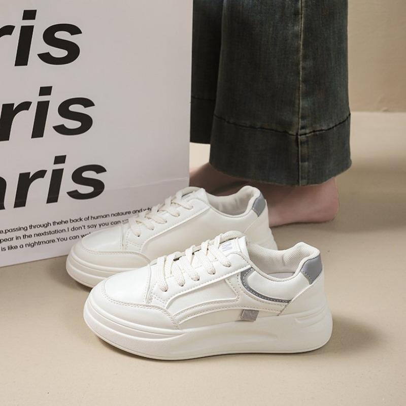 Academy style solid color white shoes women's new lace-up casual shoes women's versatile fashion low-top simple board shoes