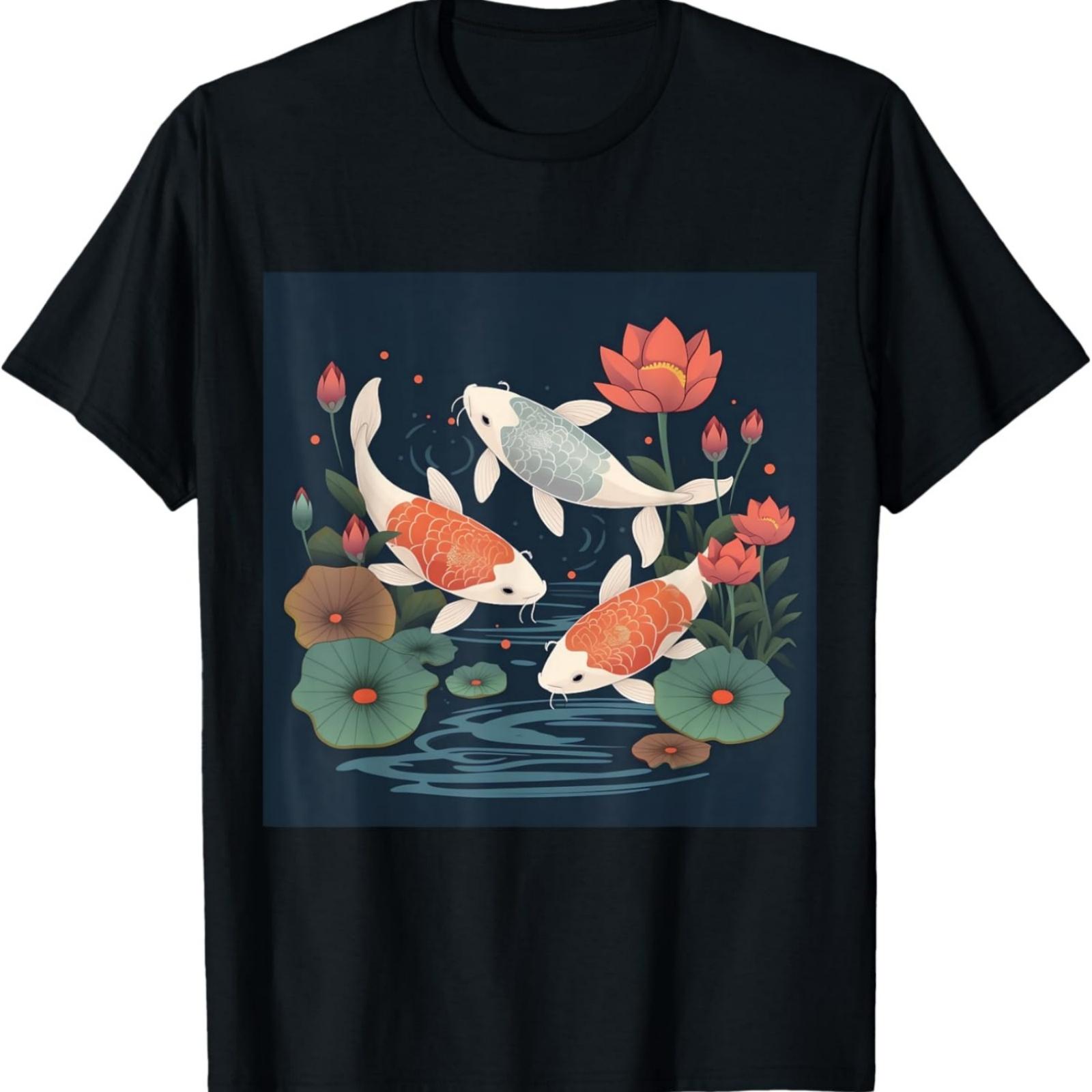 Lotus Serenity Koi Fish and Lotus Flower Japanese T-Shirt XXXXXL разноцветный