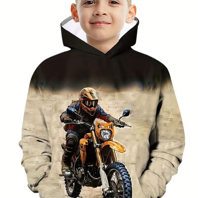 Trendy Motorradfahrer 3D-Druck Jungen Casual Langarm Hoodies Jungen Sweatshirt Für Frühling Herbst Jungen Hoodie Tops Outdoor