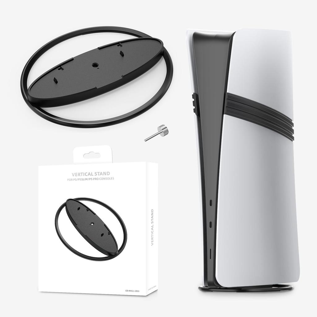 Kompatibilní se všemi modely PS5 a PS5 Pro, tenký, lehký a odolný, snadno skladovatelný stojan [ochrana proti pádu/vertikální stojan], návrh, instalace,