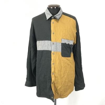Vintage Germany Made / Haupt / Long Sleeve Shirt [Men’s XL / Black × Ochre × Gray] Oversized(USED)