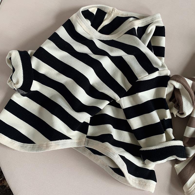 Korean Style Girls' Striped Long-Sleeve T-Shirt - Trendy Toddler Casual Top for Spring & Autumn 2025
