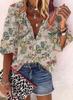 #Fashion Summer Women's Stand-Up Collar Loose Button Retro Printed Casual Shirt