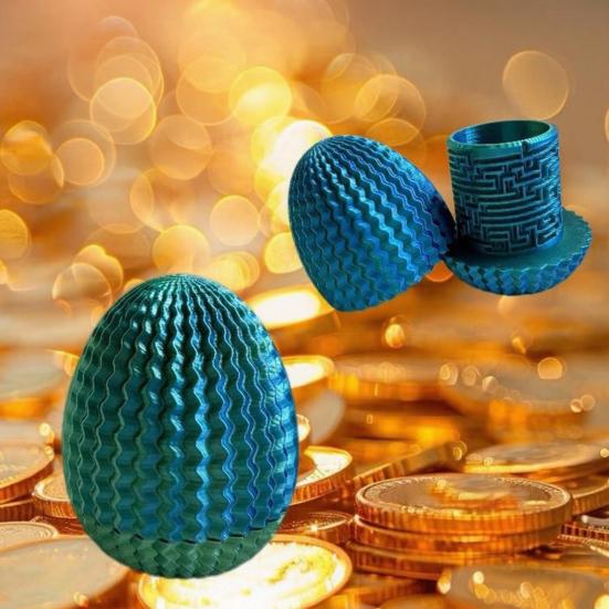 3D Printed Maze Dragon Egg Puzzle Box with Hidden Storage Cavity, Brain Teaser Game for Easter Birthday Holiday Surprise Container