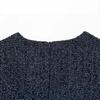 European and American autumn and winter new women's clothing temperament with belt short-sleeved tweed contrasting dress
