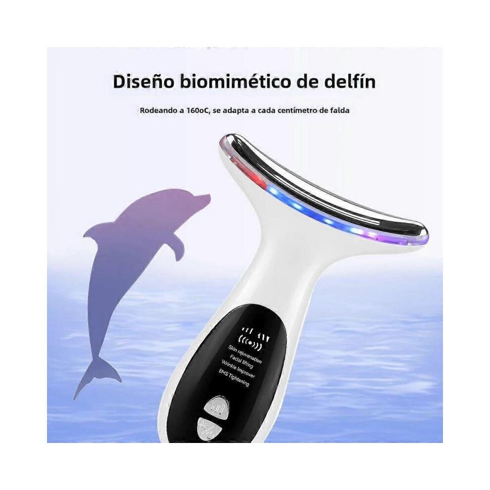 Face and Neck Lifting Device with Heated Microcurrent and LED Red Light Therapy, Vibrating Facial Massager, Double Chin Eliminator, Skin Rejuvenation