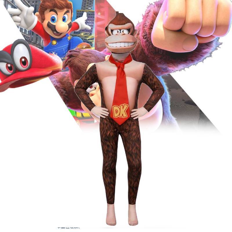 Super Mario Bros Donkey Kong Cosplay Costume For Kids And Adults With Gorilla Head Mask For Halloween Party